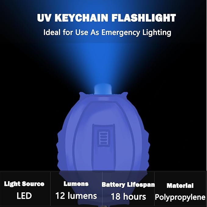 Mini LED Blue Light Keychain Flashlight, Small Keychain Flashlight 12 Lumen Portable Pocket Flashlight, Ultra Bright Micro LED Flashlight Blue Light Flashlight with Blue Shell (6PCS)