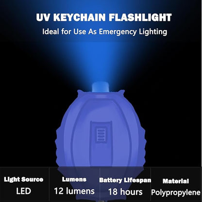 Mini LED Blue Light Keychain Flashlight, Small Keychain Flashlight 12 Lumen Portable Pocket Flashlight, Ultra Bright Micro LED Flashlight Blue Light Flashlight with Blue Shell (6PCS)