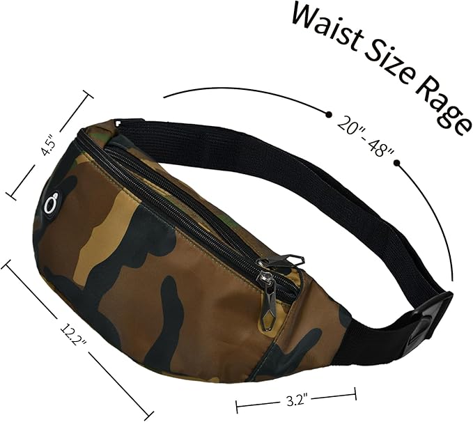 Fanny Pack for Men Women, Waterproof Sports Waist Bag Pack, Belt Bag for Travel Hiking Running