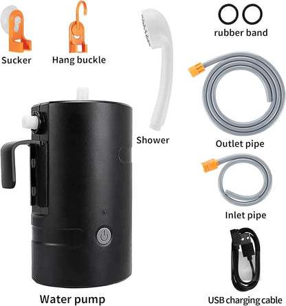Portable Outdoor Shower, 2 Flow Mode, 4400mAh Battery Powered Shower Pump for Hiking/Backpacking, Travel, Beach, Pet, Flowering, IPX7 Waterproof &USB Rechargeable Camping Shower with 3 LED Lights…