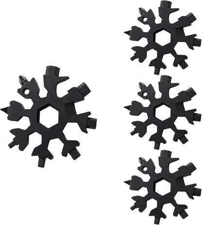 3PCS 19-in-1 Snowflake Multitool, Portable Stainless Steel Wrench,Bottle Opener/Flat Phillips Screwdriver Kit/Wrench for Outdoor Camping,Travelling for Christmas Gift(Black)