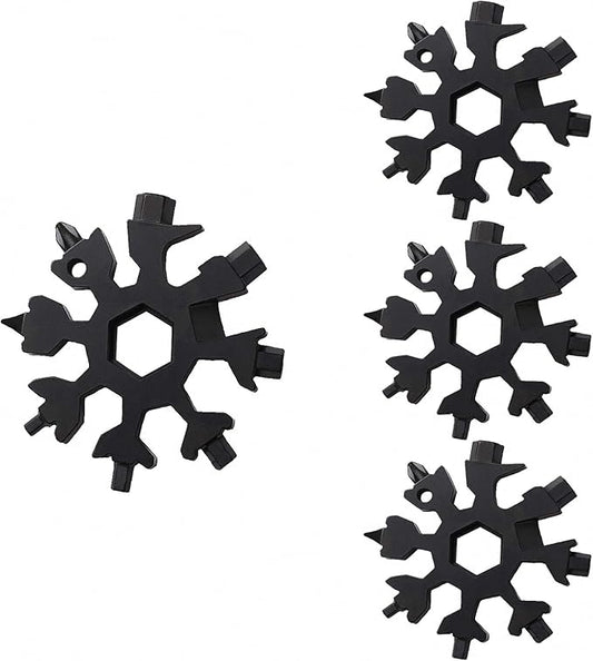 3PCS 19-in-1 Snowflake Multitool, Portable Stainless Steel Wrench,Bottle Opener/Flat Phillips Screwdriver Kit/Wrench for Outdoor Camping,Travelling for Christmas Gift(Black)