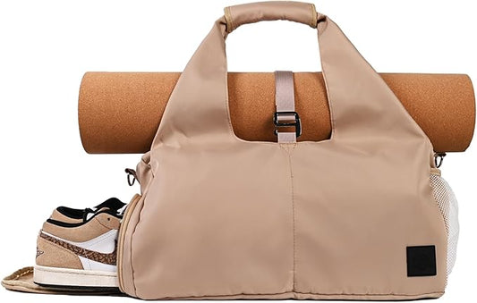 Yoga Bag for Women – 17 Inch Waterproof 210D Polyester, Detachable Strap, Insulated Tumbler Pocket, Double Zipper, Ventilated Gym Tote