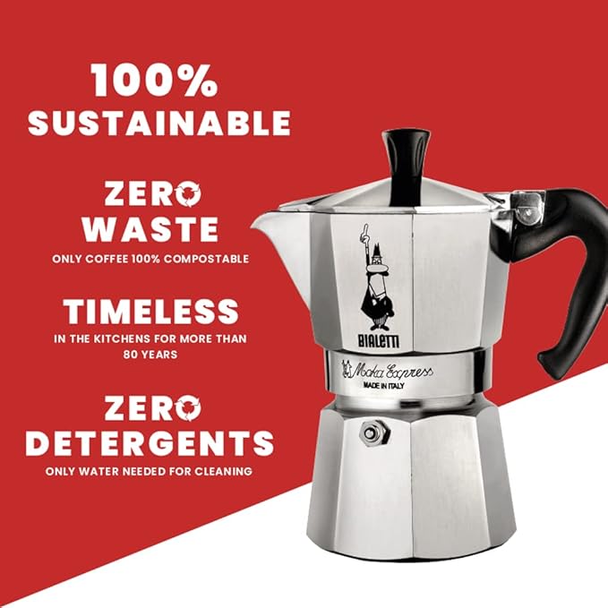 Bialetti - Moka Express: Iconic Stovetop Espresso Maker, Makes Real Italian Coffee, Moka Pot 12 Cups (22 Oz - 670 Ml), Aluminium, Silver