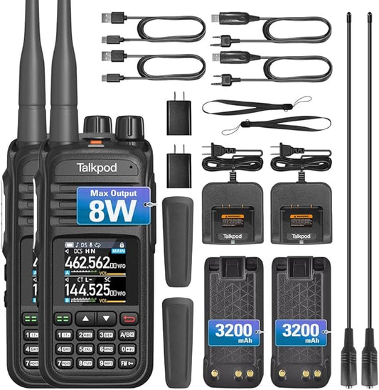 A36Plus Max Ham Radio Handheld, Airband Receiving and Scanning, Dual Band Long Range Two Way Radios with 3200mAh Rechargeable Battery, 1.44 inch Color Screen-2Pack (Black)