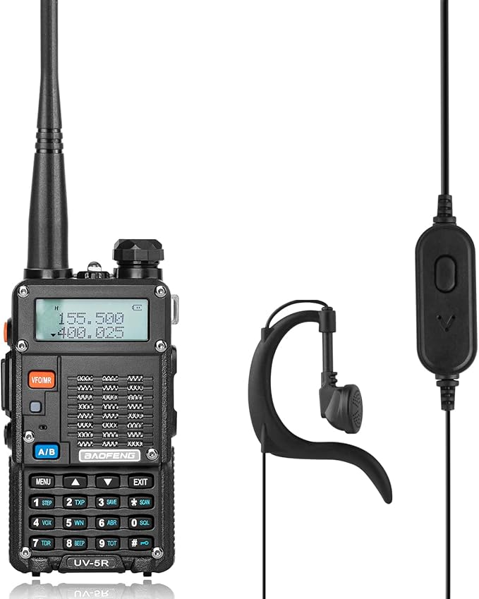 BAOFENG UV-5R 8-Watt Radio (UV-5R 3rd Gen) with Programming Cable and High-gain Antenna, Long Range Handheld Ham Radio with Earpiece and Hand Microphone (2 Pack)
