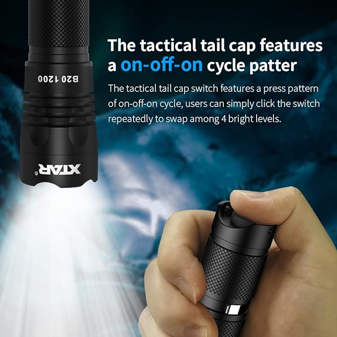 XTAR B20 1200LM Rechargeable Led Tactical Flashlights, 5 Modes LED Flashlight, Handheld Flashlight for Emergencies, Camping, Hiking and Searching (B20 Full Set)