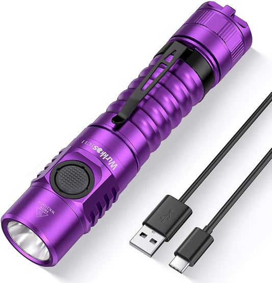 Wurkkos FC11 Powerful Little Flashlights 90CRI Maximum Output 1300LM EDC Torch,IP67 Waterproof Flashlight,Magnetic Tailcap,Great for Walking Home Use(Purple-5000K)