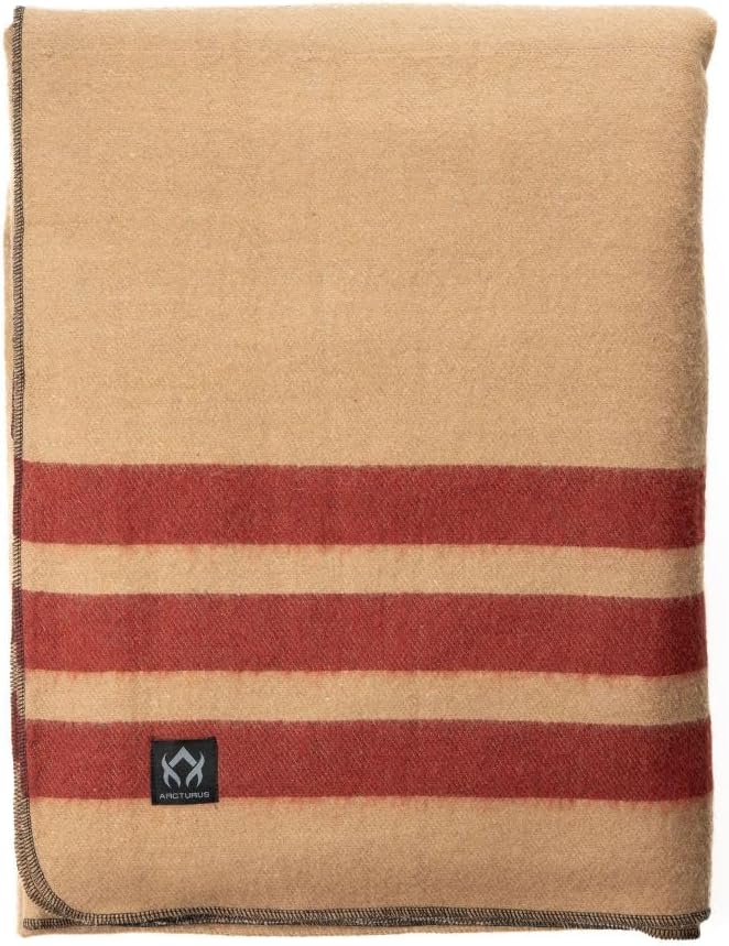 Arcturus Patterned Wool Blankets - 4.5lbs Warm, Heavy, Washable, Large | Great for Camping, Outdoors, Sporting Events, or Survival & Emergency Kits
