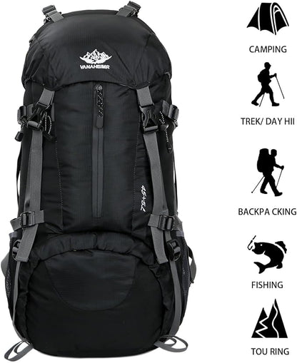 50L Hiking Backpack Men Camping Backpack with rain cover 45l+5l Lightweight Backpacking Backpack Travel Backpack