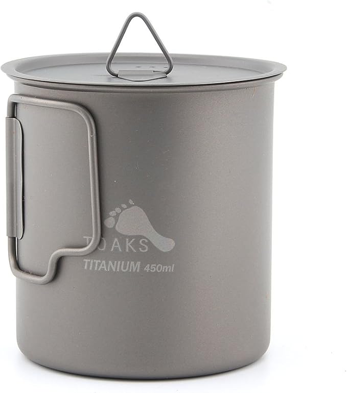 TOAKS Titanium Camping Cup 450ml (CUP-450 with Lid)