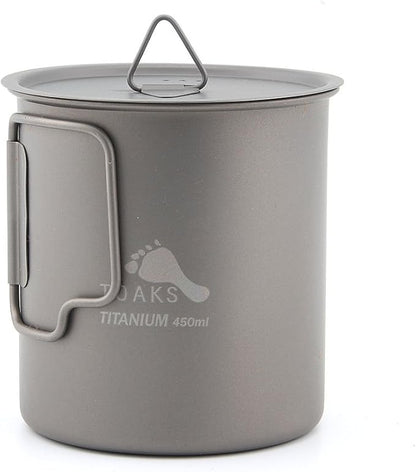 TOAKS Titanium Camping Cup 450ml (CUP-450 with Lid)