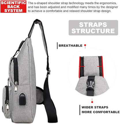 Peicees Travel Gym Bike Sling Bag Shoulder Backpack Daypack w/USB Charging Port