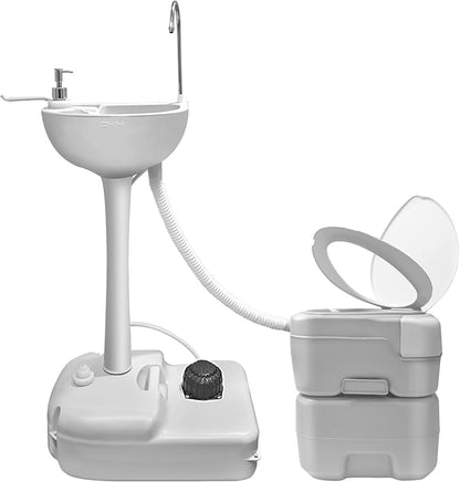 Outdoor Garden Camping Hand Sink with Portable Toilet, Removable Hand Washing Basin Sanitary Ware for RV/Kitchen/Indoor (2023 updated version)
