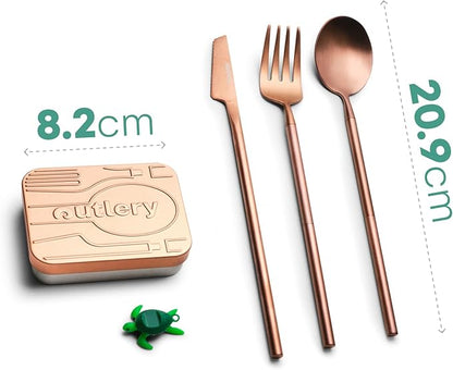 Outlery | Portable & Reusable Stainless Steel Travel Cutlery Set (Rose Gold) - Includes Travel Case for Easy Transport