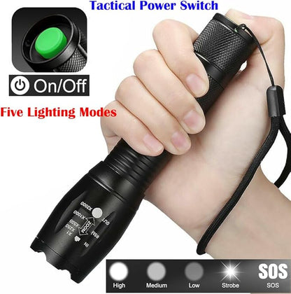 LED Flashlights 2 Pack- Mini Camping Flashlights Torch with High Lumens, 5 Modes, Zoomable Beam - Powerful, Bright, Tactical Flash Light for Emergency, Outdoor and Home Use