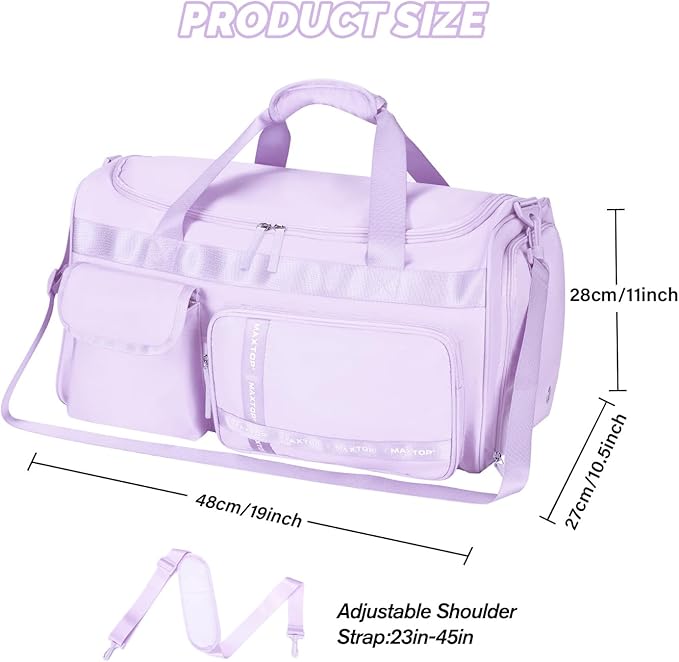 MAXTOP Gym Bag for Women Men Travel Duffle Bag Large Capacity Carry On Weekender Overnight Bag With Shoe Compartment Gym Tote Dry Wet Separation Duffel Bag for Travel