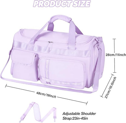 MAXTOP Gym Bag for Women Men Travel Duffle Bag Large Capacity Carry On Weekender Overnight Bag With Shoe Compartment Gym Tote Dry Wet Separation Duffel Bag for Travel