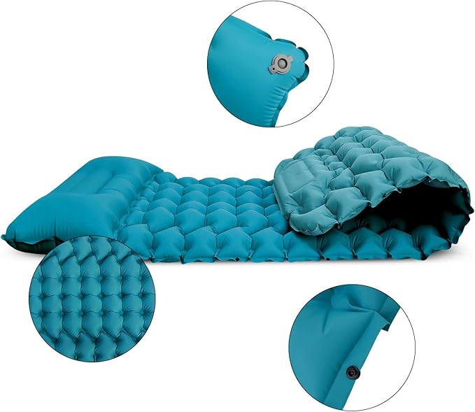 Moisture-Proof & Waterproof Portable Air Mattress for Hiking/Camping/Picnic, Nylon Connectable Outdoor Air Cushion Sleeping Pad for Sightseeing/Backpacking/Trekking