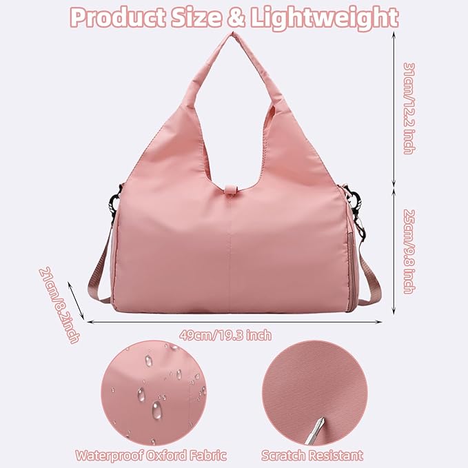 Gym Bag, Yoga Gym Bag for Women and Men, Carrying Workout Gear and Accessories, Shoe Compartment and Wet Dry Storage Pockets, Travel Duffle Bag Carry On Weekender Bag