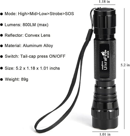 ULTRAFIRE Tactical Flashlight, WF-501B 800 Lumens Super Bright 5 Mode Mini LED Flashlight,IPX-65 Waterproof EDC Handheld Torch for Outdoor Camping and Hiking