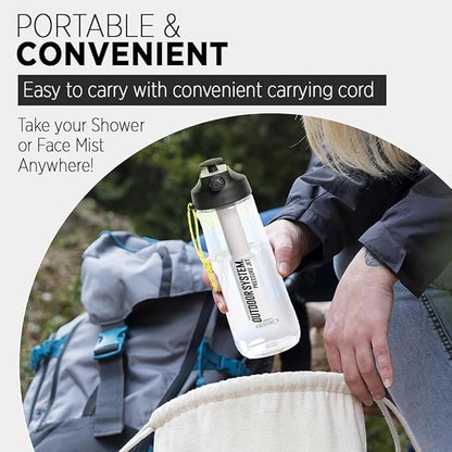 Outdoor System Pressure Jet Spray Bottle 700 ML Black Versatile Bottle Sprayer: w/Jet, Shower or Mist Settings, Portable, Hand Body Wash, Heat or Tanning Face Mister, Beach, Gym, Camping, Boating