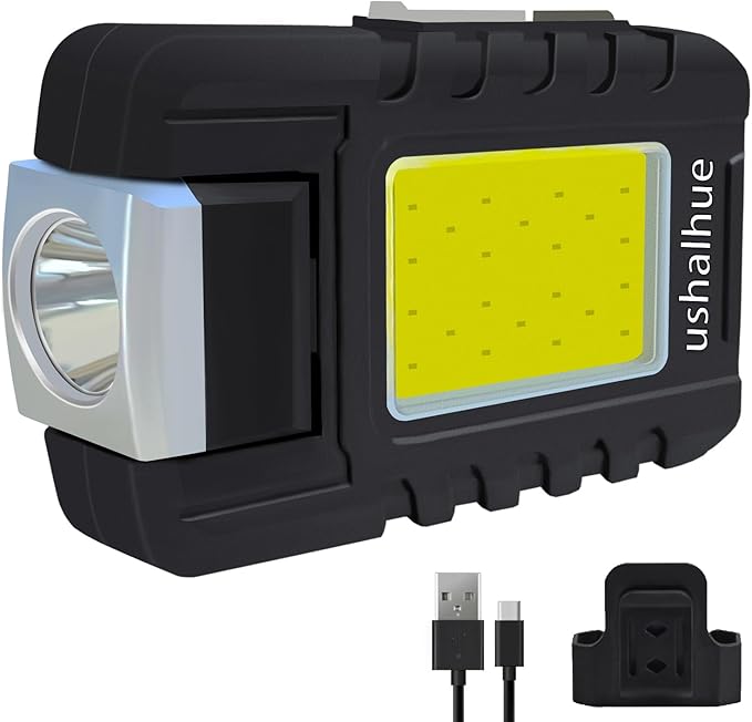 Mini Flashlight 500 Lumens Rechargeable Handheld Flashlights,Key Light 180°Rotatable Headlamps,6 Modes,Waterproof Design,for Camping Hiking Running