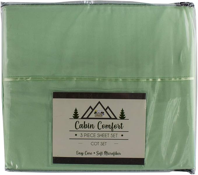 Everything Summer Camp Cabin Comfort - Cot Sheet for Camping and RV Cots - Fits All Cot Size Beds Comfortably -72 x 28 Inches - Super Soft (3 Piece Cot (Fitted, Flat, Pillowcase), Mint Green)