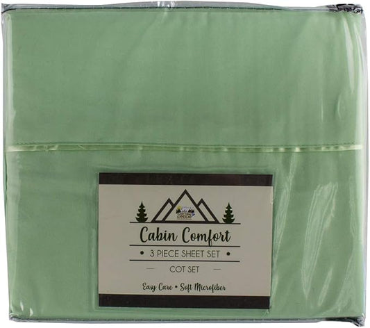 Everything Summer Camp Cabin Comfort - Cot Sheet for Camping and RV Cots - Fits All Cot Size Beds Comfortably -72 x 28 Inches - Super Soft (3 Piece Cot (Fitted, Flat, Pillowcase), Mint Green)