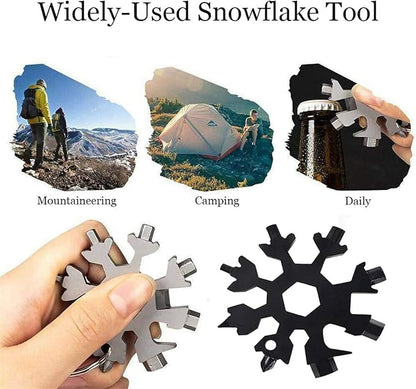 18-in-1 Stainless Steel Snowflake Keychain Multi-Tool Portable Keychain Screwdriver Bottle Opener Tool for Outdoor Camping Gift for Valentine's Day, Birthday, and Happy New Year (Multi 6 PACK)