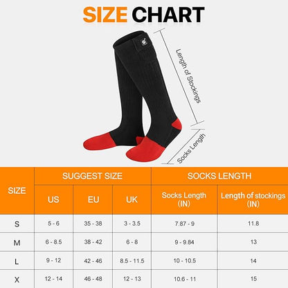 SNOW DEER Heated Socks for Men Women, 7.4V Rechargeable Battery Electric Socks, Heated Ski Socks for Hunting Fishing Camping Hiking Skiing Foot Warmer