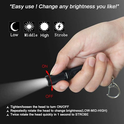 Mini Keychain Flashlight AAA Small Bright 150 Lumens 3 Modes,Waterproof Multipurpose Caplight Camplight Tablelight Necklace Light for EDC,Reading,Walk, Emergency,Parents Kids Gift(Purple for Love)