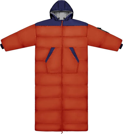Thermotuff Wearable Sleeping Bag with Dual Hoodie, Long Sleeves, Pockets & Adjustable Drawstring - Ideal for Camping, Cold Weather Hiking, and Stadium Sak Blanket