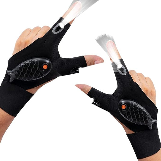 ThxToms Father's Day Gift,Rechargeable LED Flashlight Gloves,Gifts for Men,Christmas, Birthday Gifts for Dad Boyfriend Husband Men Him, Cool Gadgets Tools for Repairing Fishing Camping, 1 Pair,Black