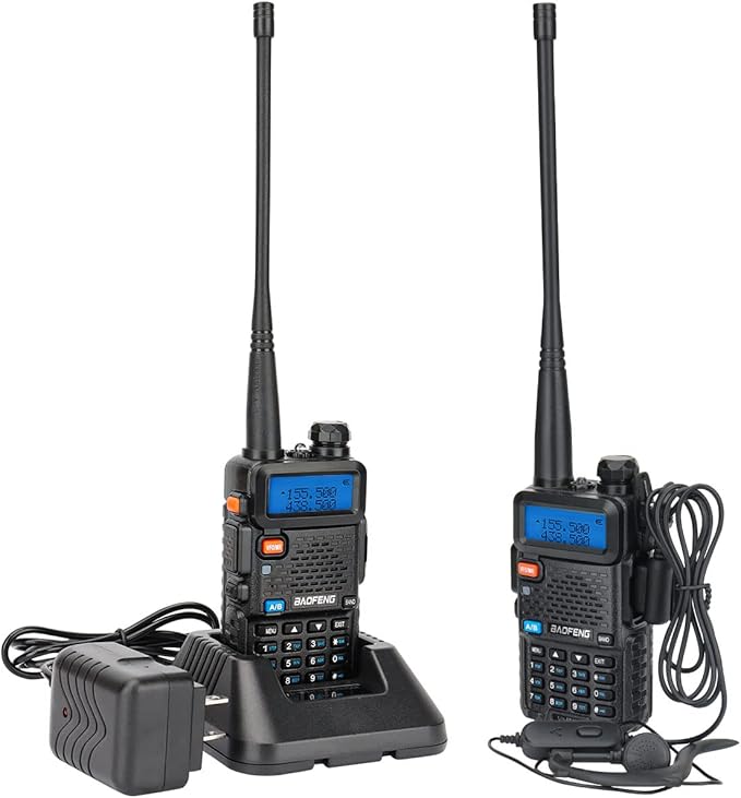 Baofeng UV-5R Ham Radio Long Range UV5R Handheld Dual Band Rechargeable Two Way Radio Walkie Talkies for Adults with Earpiece Full Kit,2Pack