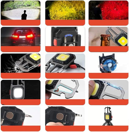 Keychain Flashlight for Camping - Mini Size - Rechargeable Keychain Light Pocket Mate for Keyring, 5 Modes, Multiple Functions (Black-3)
