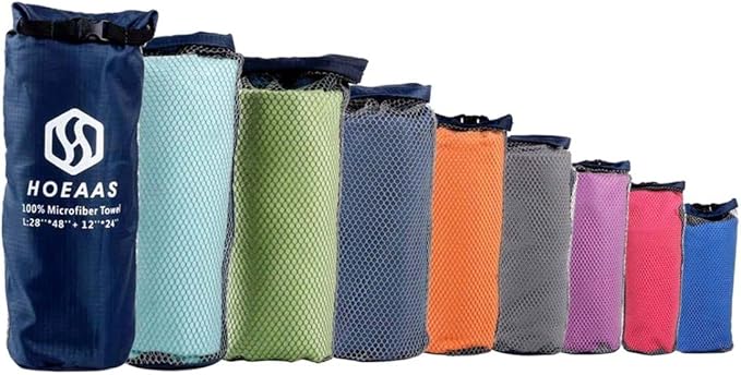 HOEAAS 2 Pack Microfiber Camping Towels, Quick Dry Towel, Super Absorbent Ultra Compact Travel Towel Soft Lightweight Sports Towel for Sweat Fast Drying Towels for Pool,Gym,Hiking,Backpacking,Fitness