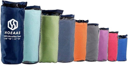 HOEAAS 2 Pack Microfiber Camping Towels, Quick Dry Towel, Super Absorbent Ultra Compact Travel Towel Soft Lightweight Sports Towel for Sweat Fast Drying Towels for Pool,Gym,Hiking,Backpacking,Fitness