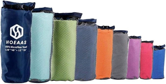 HOEAAS 2 Pack Microfiber Camping Towels, Quick Dry Towel, Super Absorbent Ultra Compact Travel Towel Soft Lightweight Sports Towel for Sweat Fast Drying Towels for Pool,Gym,Hiking,Backpacking,Fitness