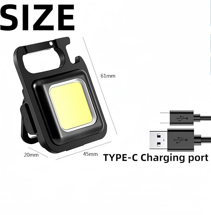 2 Pack COB Mini LED Flashlight Keychain Light Multifunctional Portable COB Camping Flashlights USB Charging Work Lights Fishing Lanterna（2 Pack）