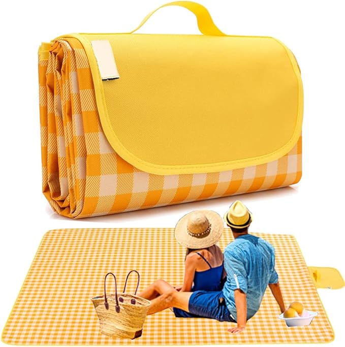 Large 80"x 60" Beach Blanket, Outdoor Picnic Blankets, Waterproof Sandproof Portable Blankets, Foldable and Lightweight for Spring Summer Camping, Beach, Park