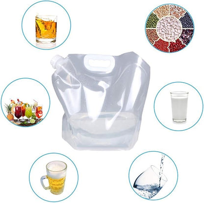 1.3 Gallon /2.6 Gallon Collapsible Water Container Bag, BPA Free Food Grade Clear Plastic Storage Jug for Sport Camping Riding Mountaineer,Freezable,Food Grade (2.6 Gal/10L-10-pack)