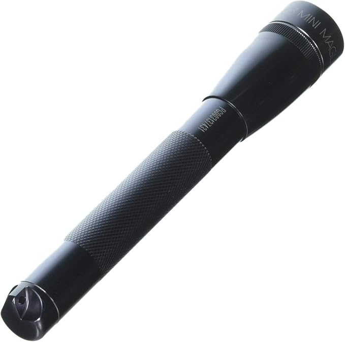 MagLite Mini LED Pro Flashlight - Ultra Bright 332 Lumens, Adjustable Beam, Water-Resistant IPX4, Shock Resistant, 2 Power Modes, Includes 2 AA Premium Alkaline Batteries - (Holster Pack, Gray)