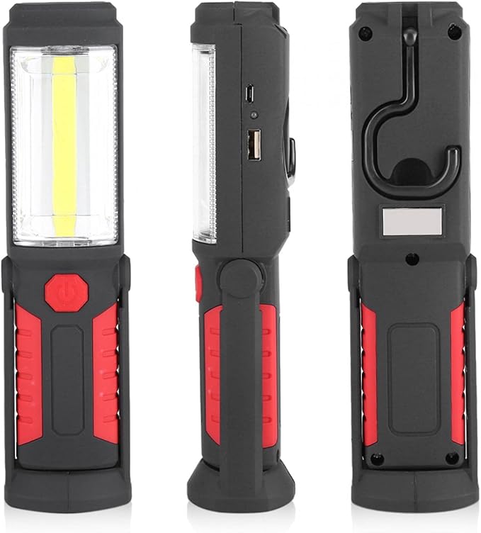 LED Work Light,COB LED Flashlight,Portable Flashlight,with Magnetic Stand for Car Repair, Home, Garage, Emergency and Outdoor Camping (Red), COB LED Flashlight,LED Work Light,Portable FlashliCOB