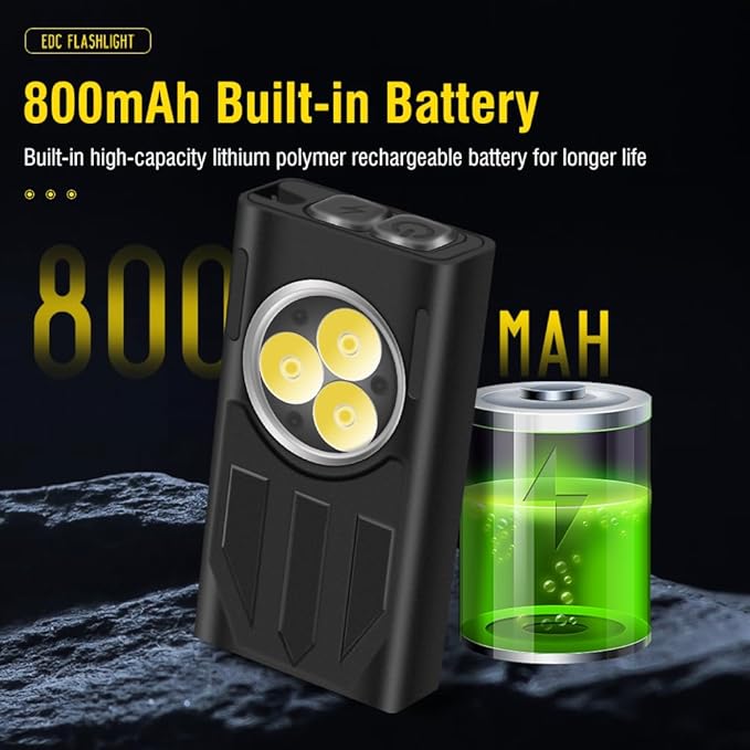 UniqueFire V7 Mini EDC Rechargeable Flashlight 1100 High Lumens, 365nm UV Blacklight 10 Modes Multi-Color Light Source, Small Pocket Keychain Flash light with Magnetic