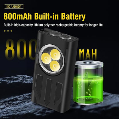 UniqueFire V7 Mini EDC Rechargeable Flashlight 1100 High Lumens, 365nm UV Blacklight 10 Modes Multi-Color Light Source, Small Pocket Keychain Flash light with Magnetic