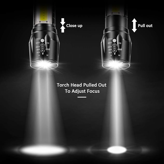4 Pieces USB Rechargeable Flashlight 3 Modes, Bright LED Handheld Flashlight with COB Side Lights Portable Flashlights for Camping, Hiking, Emergency and Daily Use