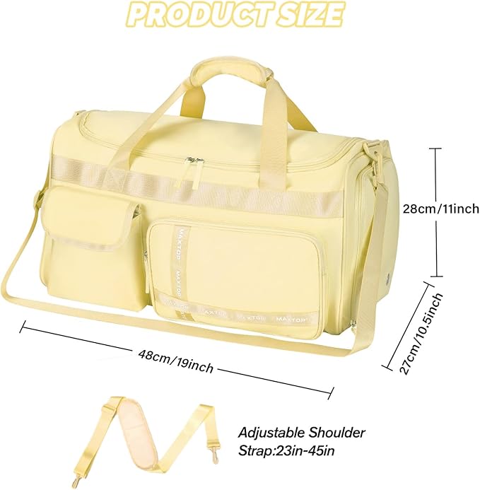 MAXTOP Gym Bag for Women Men Travel Duffle Bag Large Capacity Carry On Weekender Overnight Bag With Shoe Compartment Gym Tote Dry Wet Separation Duffel Bag for Travel