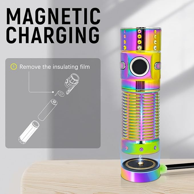 EDC Flashlight Rechargeable, 310M Throw 1300 High Lumen LED Mini Pocket Flash Light with Magnetic Base, Compact Waterproof Small Powerful Light for Home, Camping, Emergencies-Rainbow Color