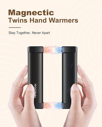 Hand Warmers Rechargeable 2 Pack, Magnetic Electric Hand Warmers, 360°Heating 14Hrs Warmth 3 Levels Temp, Portable 10000mAh Power Bank, Indoors/Outdoors, Raynauds, Golf, Gifts for All